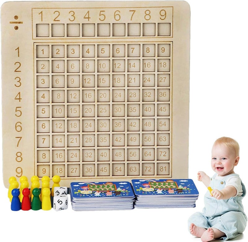 woobles Wooden Montessori Multiplication Board Game,Wooden Math Multiplication Board Montessori Multiplication Board Game | Educational Multiplication Board Game Wooden Math Blocks Board - Image 1